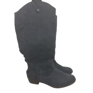 Cowboy Boots Womens Size 7.5 Cowgirl Western Tall Faux Suede Blue Gray Rodeo‎